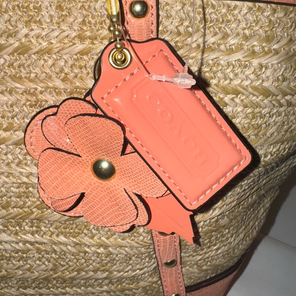 Coach Tan and Pink Woven Tote Bag - Picture 3 of 8